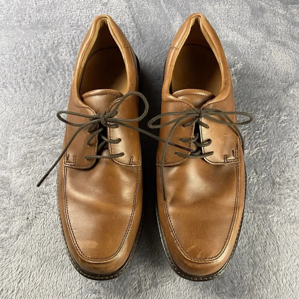 Ecco Apron Toe Dress Shoes Brown Leather Mens Size EU 44 US‎ 10 Business Career